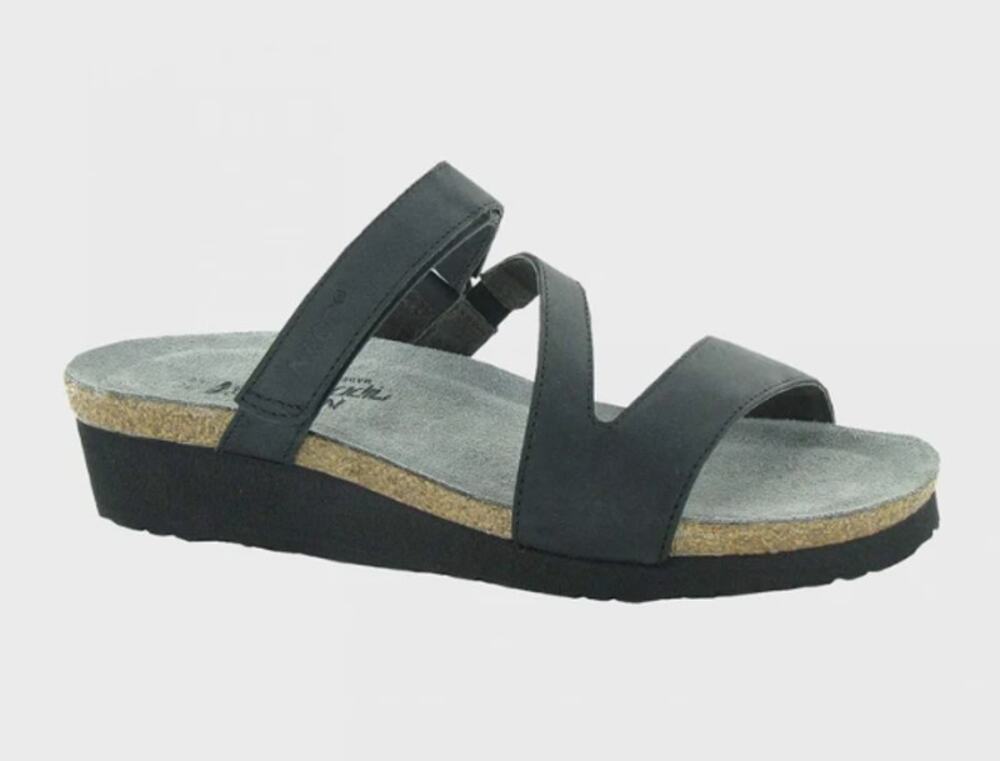 Naot Women's Gabriela Oily Coal Nubuck Leather Comfort Sandals Size 38 EU/ 7 US